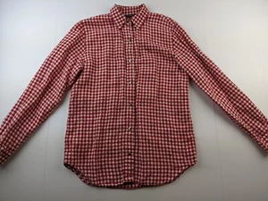 Lauren Ralph Lauren Linen Snap Shirt Women S Red Check Long Sleeve Classic B3 - Picture 1 of 8
