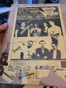 FLIPPER 1982 PUNK ROCK POLE POSTER / VOLANTINO SAN FRANCISCO PUNK AVENGERS DILS PUNK - Foto 1 di 7