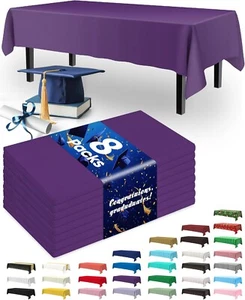 8 Packs Disposable Plastic Table Cloth, 54"x108" Waterproof & Stain-Resistant - Picture 1 of 86