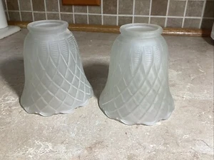 2-TULIP Frosted Glass Fan/Chandelier Shade Diamond Pattern 2 1/4” Fitter Base - Picture 1 of 3