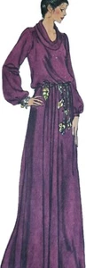 1980s Cowl Neck Maxi Midi Dress Blouson Gathered Yoke Vogue Sewing Pattern 7221 - Picture 1 of 3