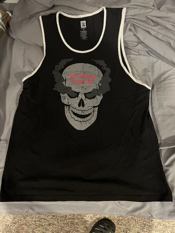 Men's WWE Stone Cold Steve Austin Smoking Skull Black Tank Top Size XL Cover