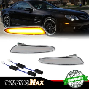 For Benz E320 E350 E500 E55 AMG Clear Lens Amber LED Front Side Marker Lights - Picture 1 of 9