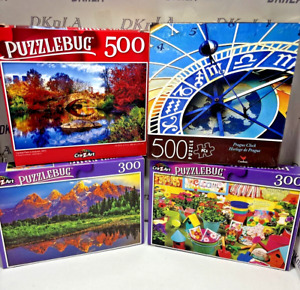 Lot of 4 - 2  300 Piece and 2 500 Piece Jigsaw Puzzles - Still Factory Sealed