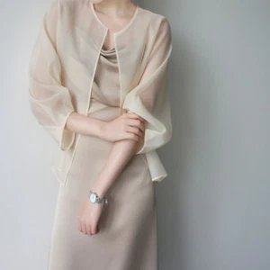 HOT NUOVO cardigan donna francese retrò moda versatile organza con cappuccio - Foto 1 di 9