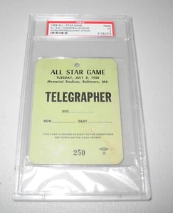 1958 Baseball All Star Game Baltimore Memorial Stadium Ticket Press Pass PSA - Picture 1 of 2