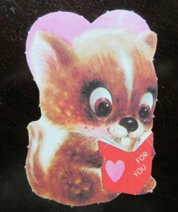 Vintage unbenutzte Valentinskarte anthropomorphes Streifenhörnchen Lesebuch - für Sie - Bild 1 von 3