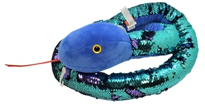 Colorful Flip Sequin 67 inch Long Plush Snake (Blue Head - Green/Purple) - Picture 1 of 8