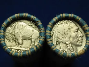 🔥ONE SHOTGUN ROLL 40 BUFFALO NICKEL FIVE CENT PIECES OLD COIN LOT! 1913-1938 🔥 - Bild 1 von 2