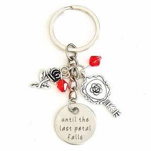 Beauty and the Beast Belle Inspired Charm Keychain Until the Last Petal Falls - Picture 1 of 2
