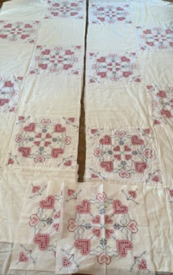 Kit de bloques cuadrados de edredón punto de cruz cosido manta necesita acabados corazones Foto 1 de 4