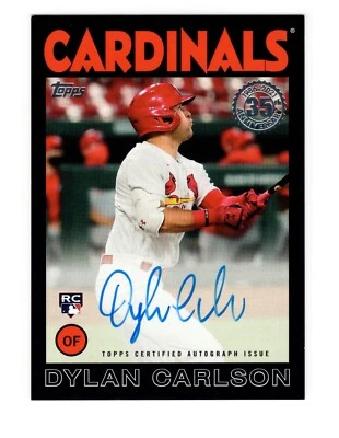 Dylan Carlson RC 2021 Topps 86B-DCA 1st RC Auto Black Parallel #/199 Cardinals - Image 1 of 2