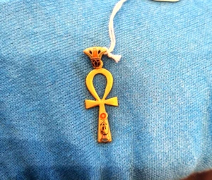 Handcrafted 18k Gold Ankh Key of Life with Lotus Flower Pendant, 2grams - Picture 1 of 10