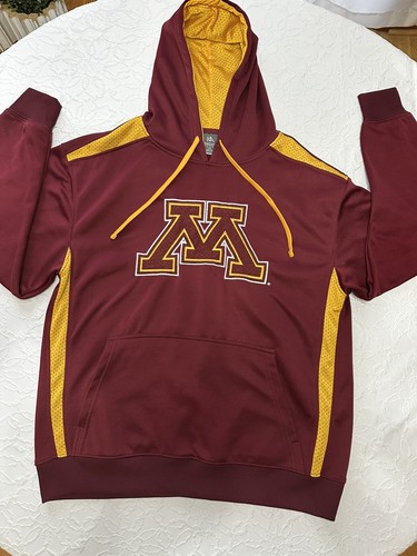 VETEMENTS Felpa con cappuccio pullover Minnesota Gophers marrone e oro taglia Large (42 44)