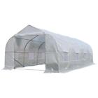 Outsunny Greenhouse Kit W/ Plastic Cover Roll-up Entrance 10' x 20' x 7' White