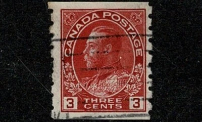 KGV 1924 3c Carmine Die 1 SG 258 Coil Stamp Imperf x Perf 8 Used - For Charity - Image 1 of 2