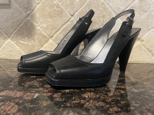 Neu Prada Damen High Heel Sandalen Schuhe Größe 37,5 schwarz Slingback - Bild 1 von 13