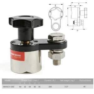 200A Ground Welding Device Magnetic Clamp Fixture Grounding Connector Magnets - Picture 1 of 6