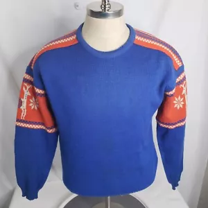 Vtg Demetre Mens Pullover Sweater Pure Virgin Wool Sz L Reindeer Ski - Picture 1 of 11