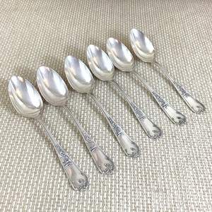 Antik Französisch Besteck Dinner Tisch Löffel Versilbert Marly Rocaille Louis XV