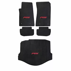 2010-15 Camaro Coupe Ebony Black Ultimat Floor & Trunk Mats Set - Red RS Logos - Foto 1 di 2