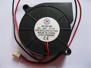 1 Pcs Brushless DC Cooling Blower Fan 5015B 24V 50x50x15mm 2 Wire Ball Bearing - Picture 1 of 2