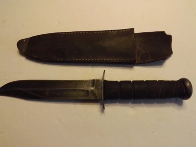 Faca de lâmina fixa vintage 12" KA-BAR, Olean NY, Marinha dos EUA marcada USN - Imagem 1 de 4