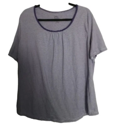 JMS Stripe Top Womans Plus Size 2X Purple White Short Sleeve - Image 1 of 4
