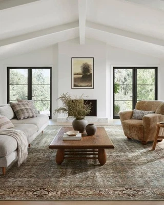 Tapete de área Loloi Amber Lewis x Georgie Collection GER-07 5' 7'6 musgo/salmão - Imagem 1 de 4