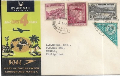 1961 1st Flight BOAC, Karachi, Pakistan to Manila, Philippines (65065) - Image 1 of 2
