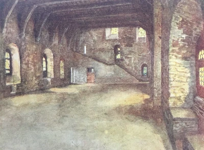 Antiker belgischer Druck von 1908 | Genter Bankettsaal Château des Comtes | Forestier - Bild 1 von 4