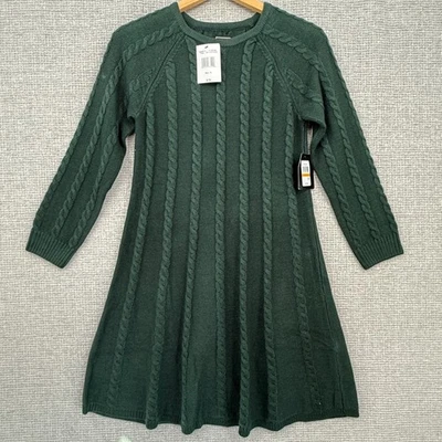 Vestido suéter para mujer JHH verde tejido con cable manga larga talla S Foto 1 de 4