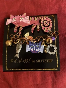 NEW VTG 2001 K. Rossi Brooch Pin For Silvestri Cats Fish Star Bells - Picture 1 of 3