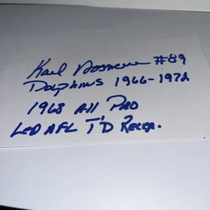 Karl Noonan 1972 Miami Dolphins Signed 3x5 index Card - Picture 1 of 1