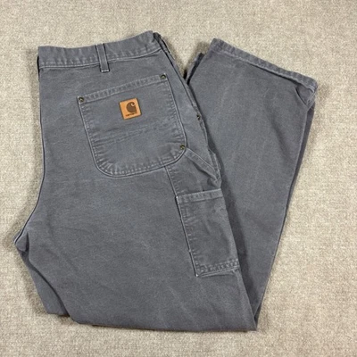 Pantalones de carpintero Carhartt gris doble rodilla calce peto para hombre talla 38x30 B136 GVL Foto 1 de 4