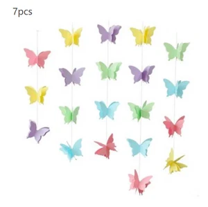 Set of 7 For Rainbow Paper Butterfly Decorations for Wedding For Birthday Party - Picture 1 of 8