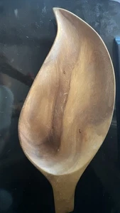 Vtg Monkey Pod Wood Serving Dish Large Tray Leaf Shape - Picture 1 of 3