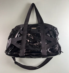 Maria Sharapova For Cole Haan Black Glossy Leather Gym Duffle Overnight Yoga Bag - Picture 1 of 12