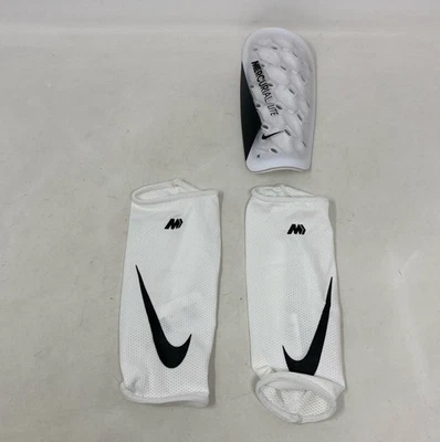 Nike Mercurial Lite Shin Guard RIGHT Only + 2 Sleeves - White/Black - Size Small - Image 1 of 4