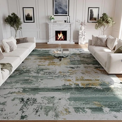 Alfombra Lavable para Salón, Alfombras Verdes Abstractas Modernas Antideslizantes 8x10,... Foto 1 de 4