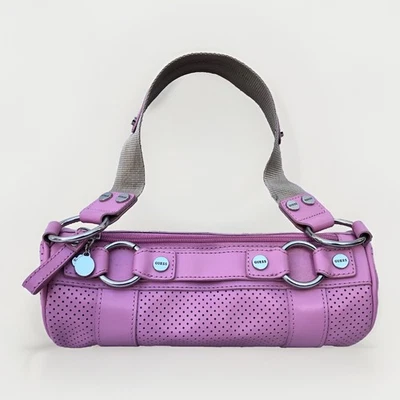 Vintage GUESS Cylinder Mini Barrel Purse Bag Pink Shoulder Hobo Canvas Strap Y2K - Image 1 of 4