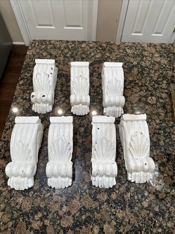 7 X VTG WOOD CARVED CORBELS BRACKETS ARCHITECTURAL SALVAGE ATLANTA GA 9” Cover