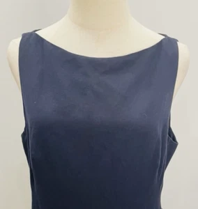 Veronika Maine Blue Cotton Linen Layer Fringe Dress Size 12 Party Casual NEW - Picture 1 of 13