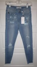 Kancan Light Wash Distressed & Embellished Skinny Stretch Jeans-Sz 3/25-NWT