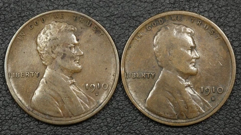 Lot of 2x 1910 S Lincoln Wheat Copper Cents Cover