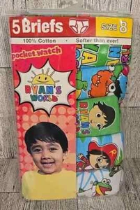 Ryans World Underwear Briefs Size 8 Boys 5 Pack Gus Panda Cartoon Cotton NEW - Picture 1 of 1