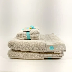 Martha Stewart of 6 Towels 2 Bath 4 Wash 100% Cotton New Beige - Picture 1 of 8