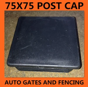 4 x Pool Fence- 75mm x 75mm Black Flat Plastic Square Post Cap (Flat) - Picture 1 of 1
