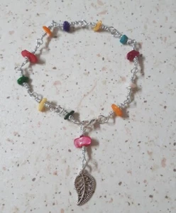 Bracciale Chips cristalli pietre Guarigione pepite conchiglia arcobaleno - Foto 1 di 2