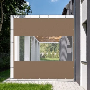 Domi 8x10FT Translucent Plastic Pravicy Curtains w/Eyelets,Elastic ropes,Brown - Picture 1 of 8